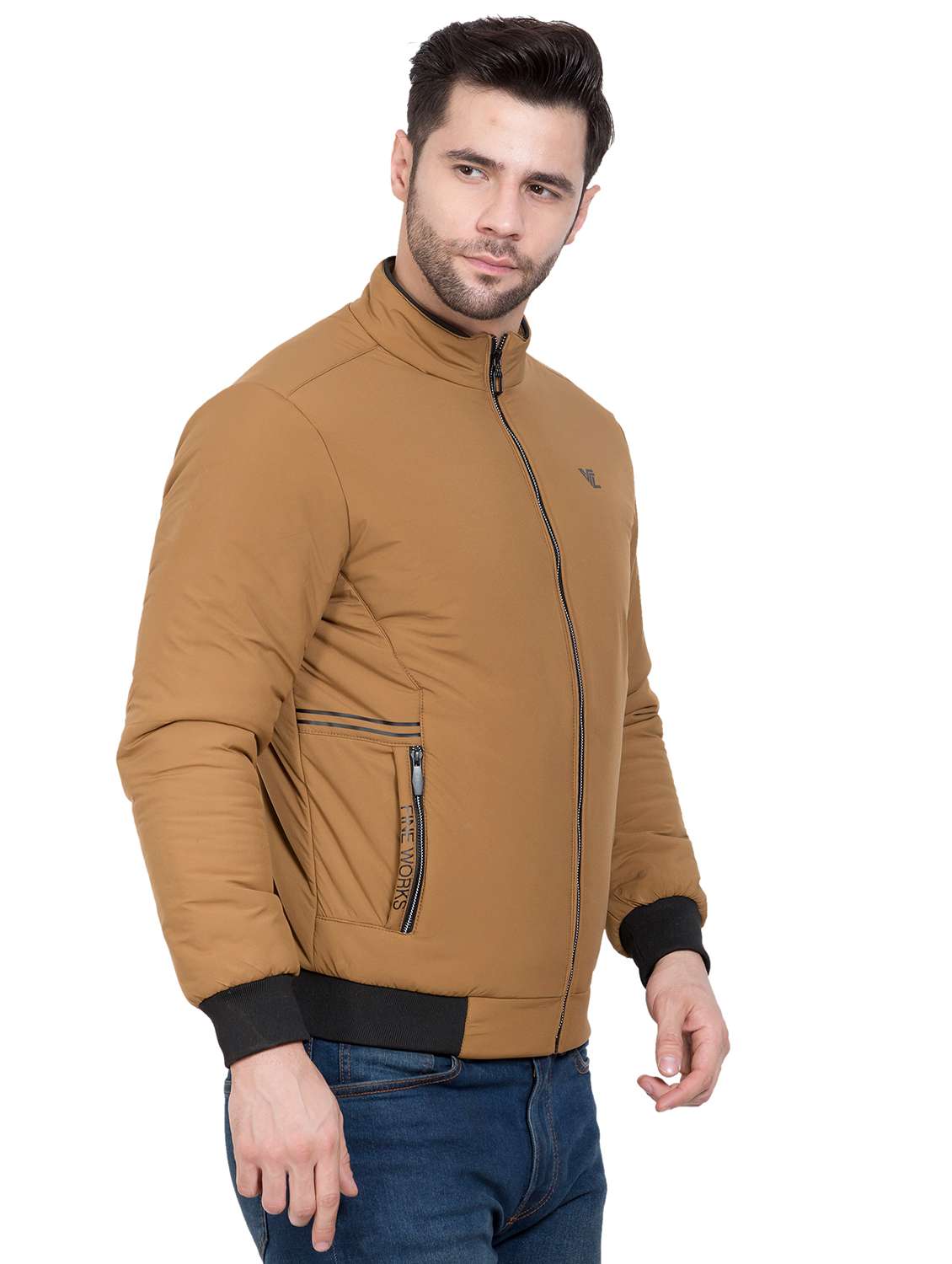 brown solid bomber jacket - 18139892 -  Standard Image - 1