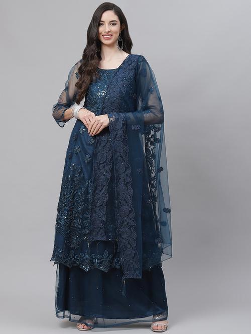 blue net unstitched suit - 18139901 -  Standard Image - 0