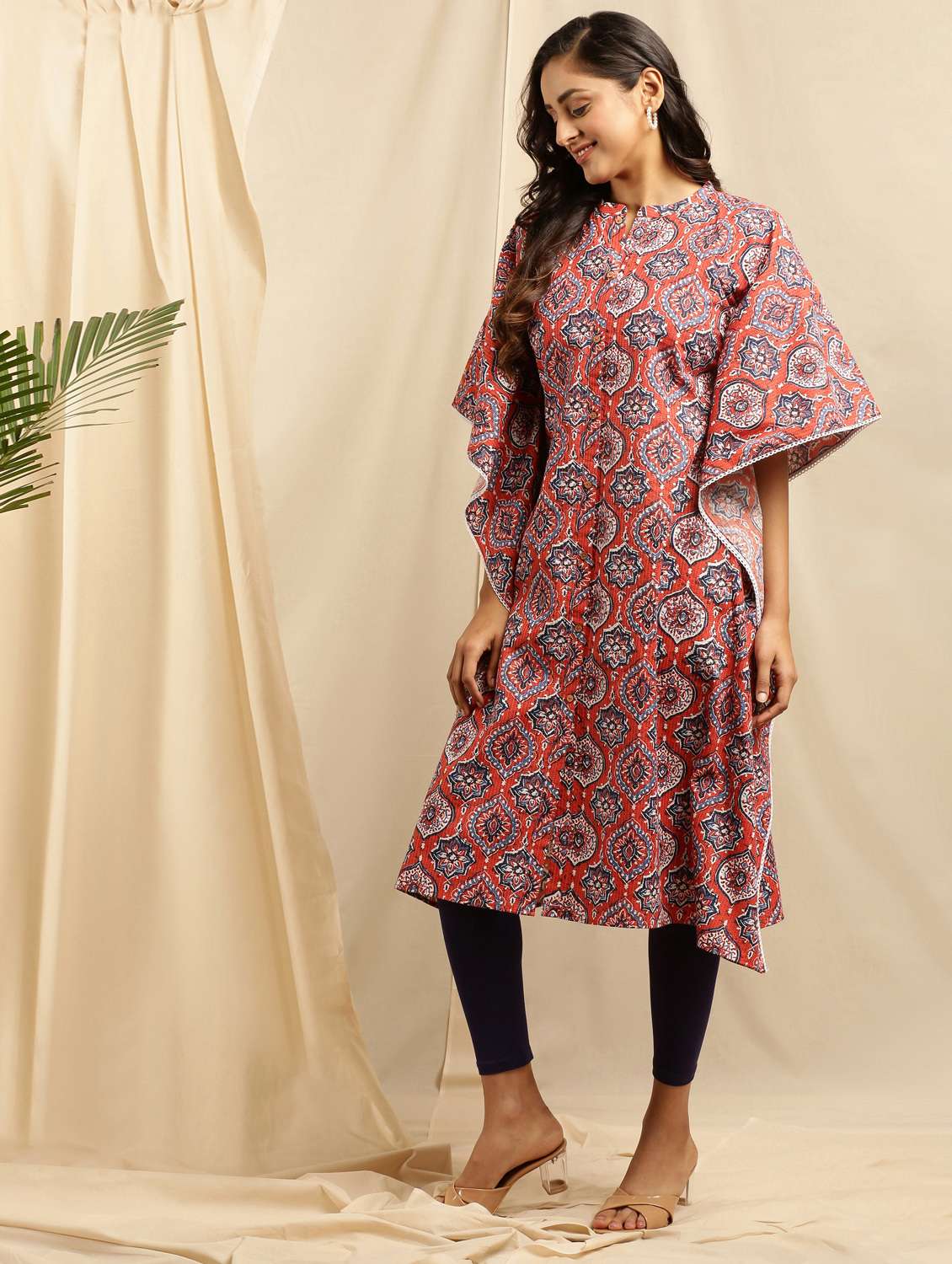 orange cotton kaftan kurta - 18140758 - Standard Image - 1