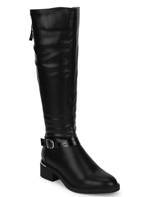 black pu knee length  boots - 18140992 -  Standard Image - 0