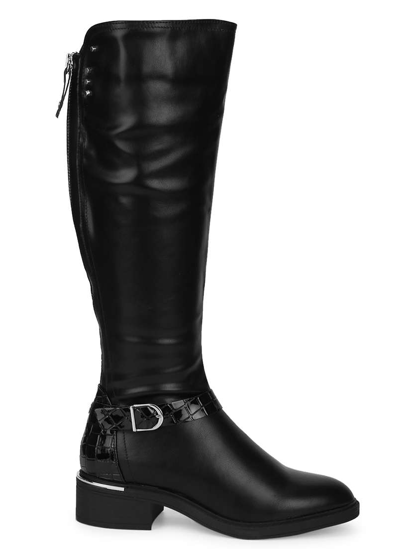 black pu knee length  boots - 18140992 -  Standard Image - 1