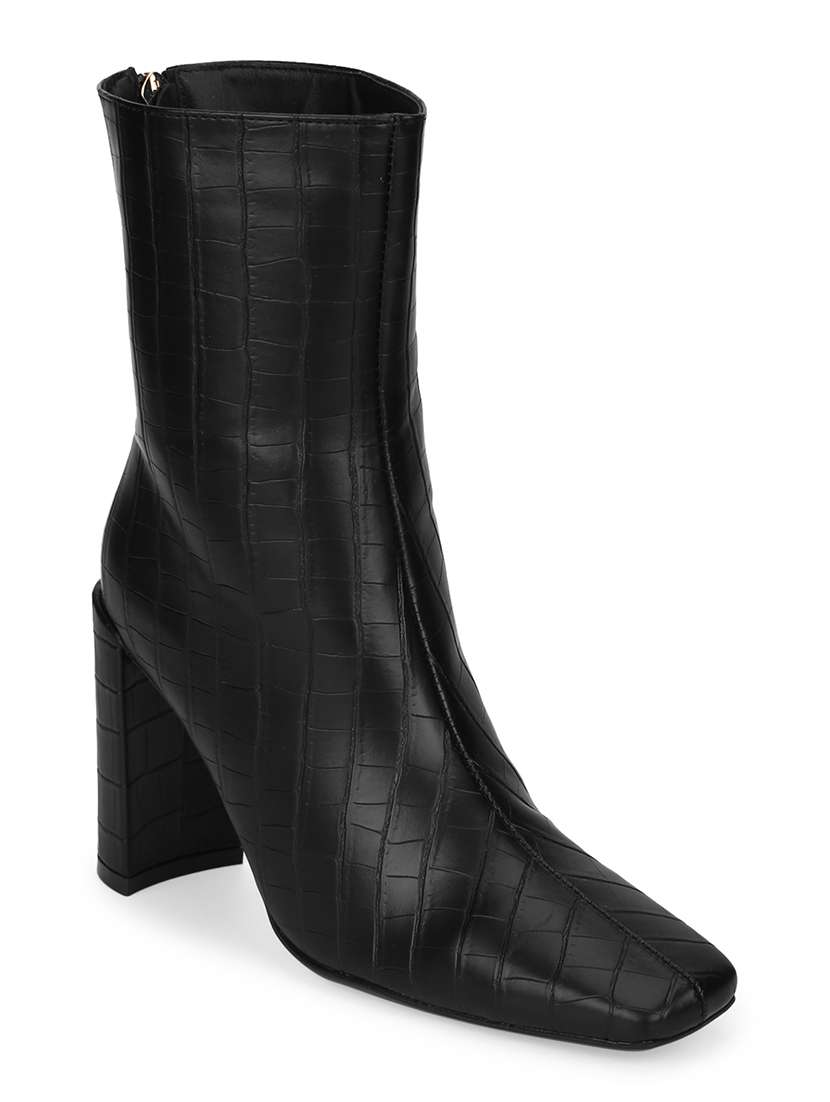 black pu ankle  boots