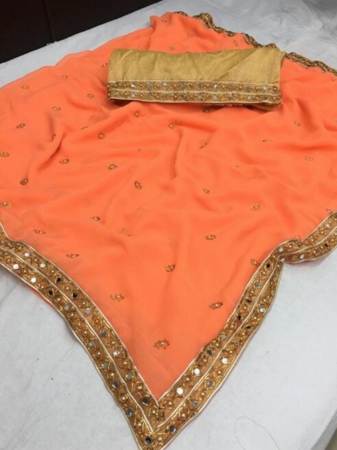 orange cotton saree - 18141119 - Standard Image - 1