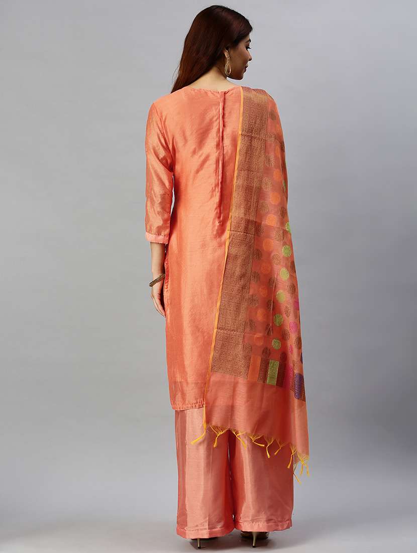 orange semi-stitched suit set - 18141627 - Standard Image - 1