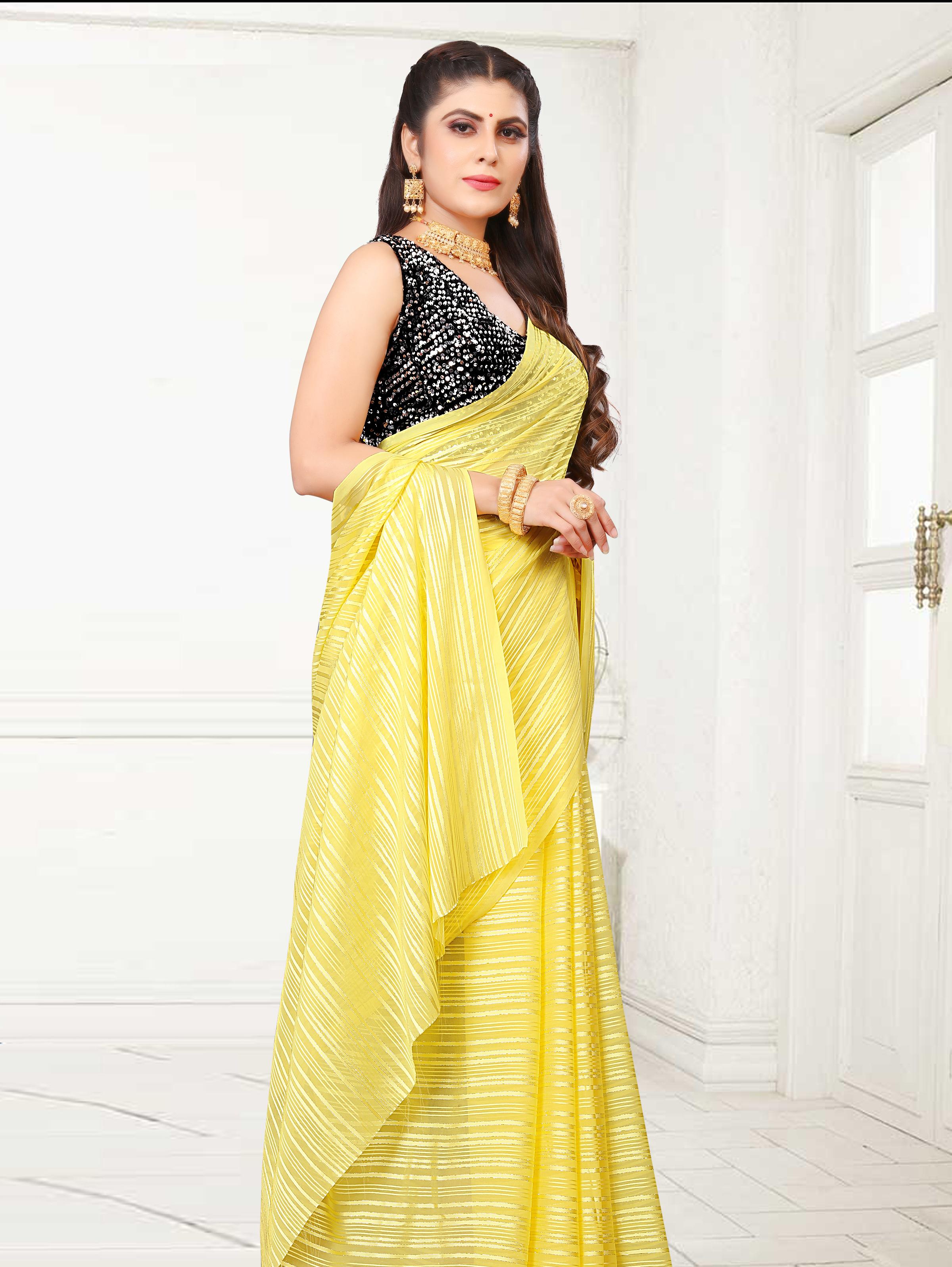 yellow artsilk saree - 18142001 - Standard Image - 4