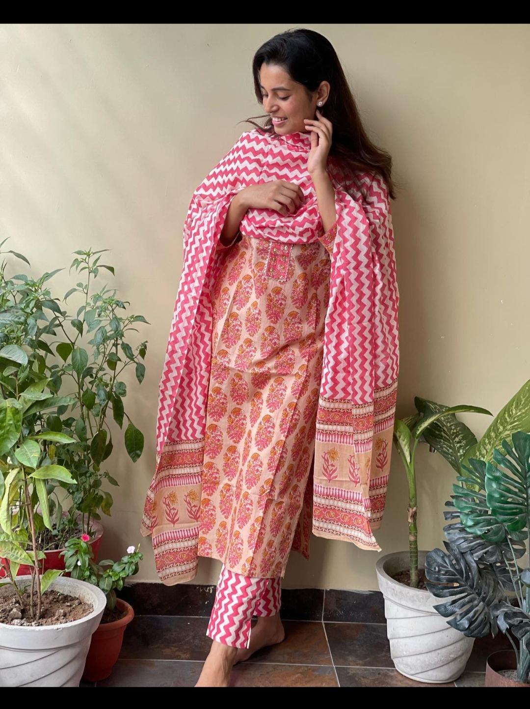 floral print kurta set - 18142355 - Standard Image - 1