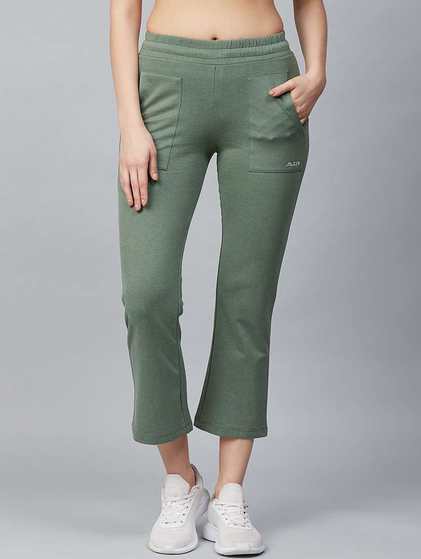 green cotton track pants