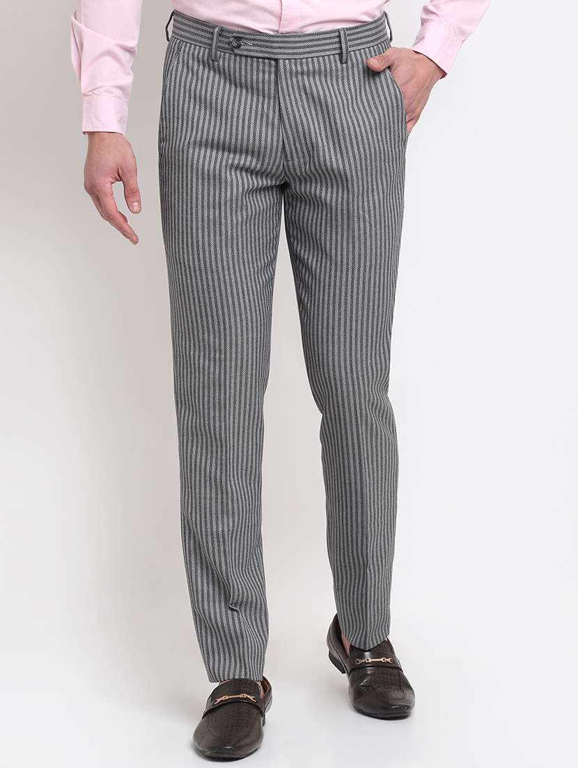 grey striped formal trouser
