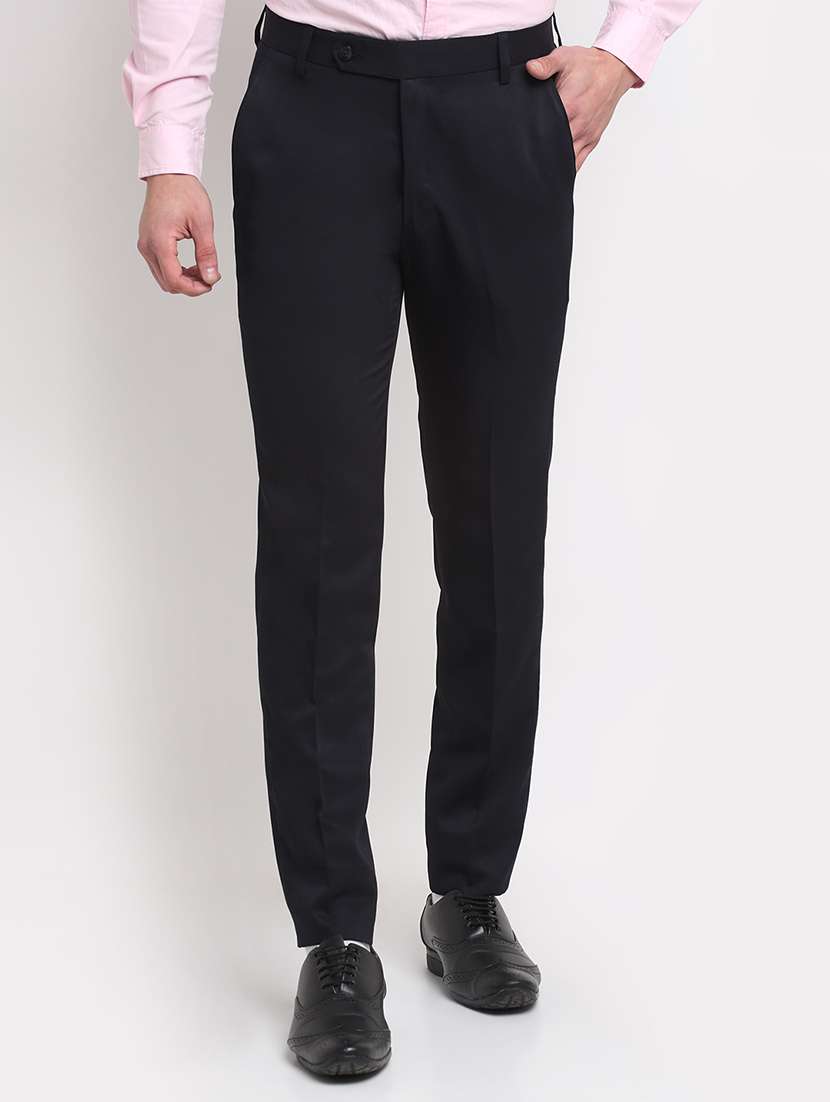 dark-blue solid formal trouser