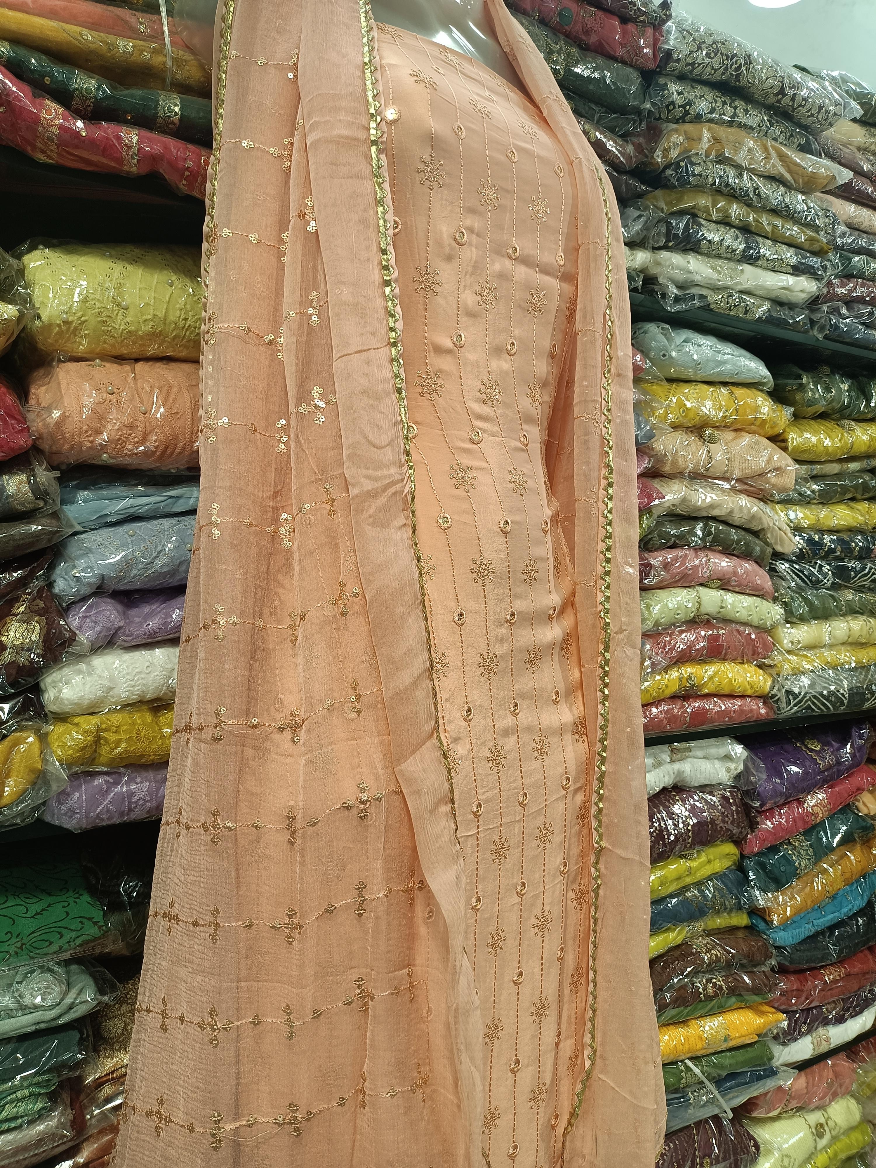 crape embroidery suits with crape bottom  - 18145277 -  Standard Image - 1