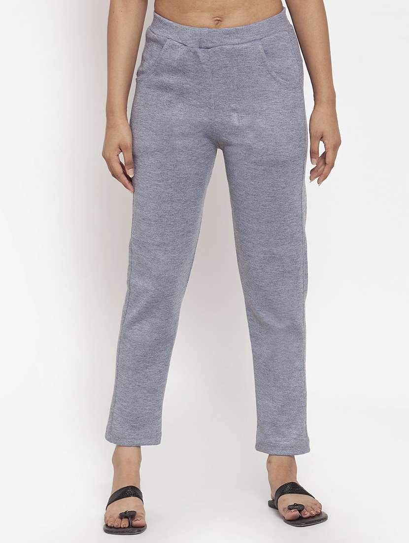 women solid ankle length pants