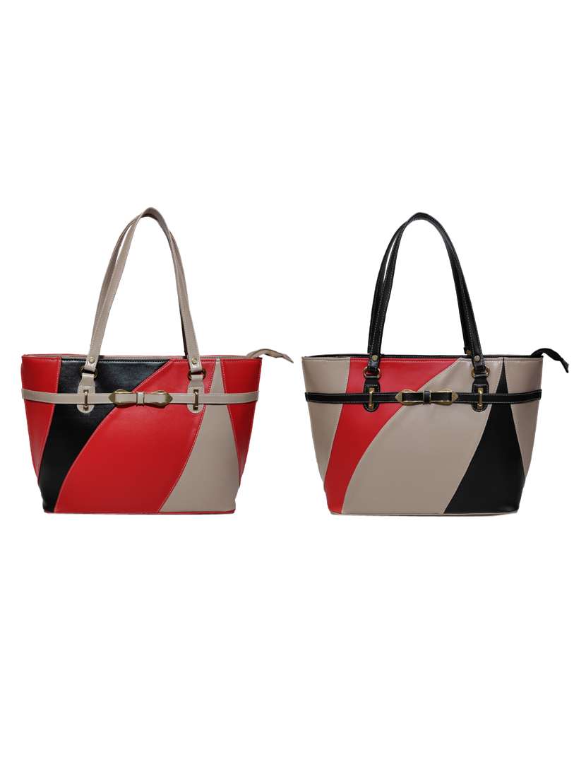 multi colored leatherette (pu) combo handbag