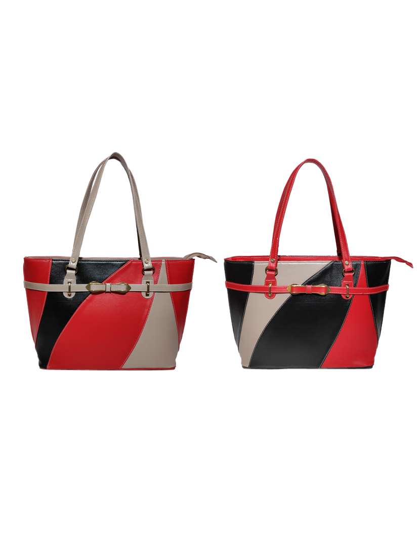 multi colored leatherette (pu) combo handbag