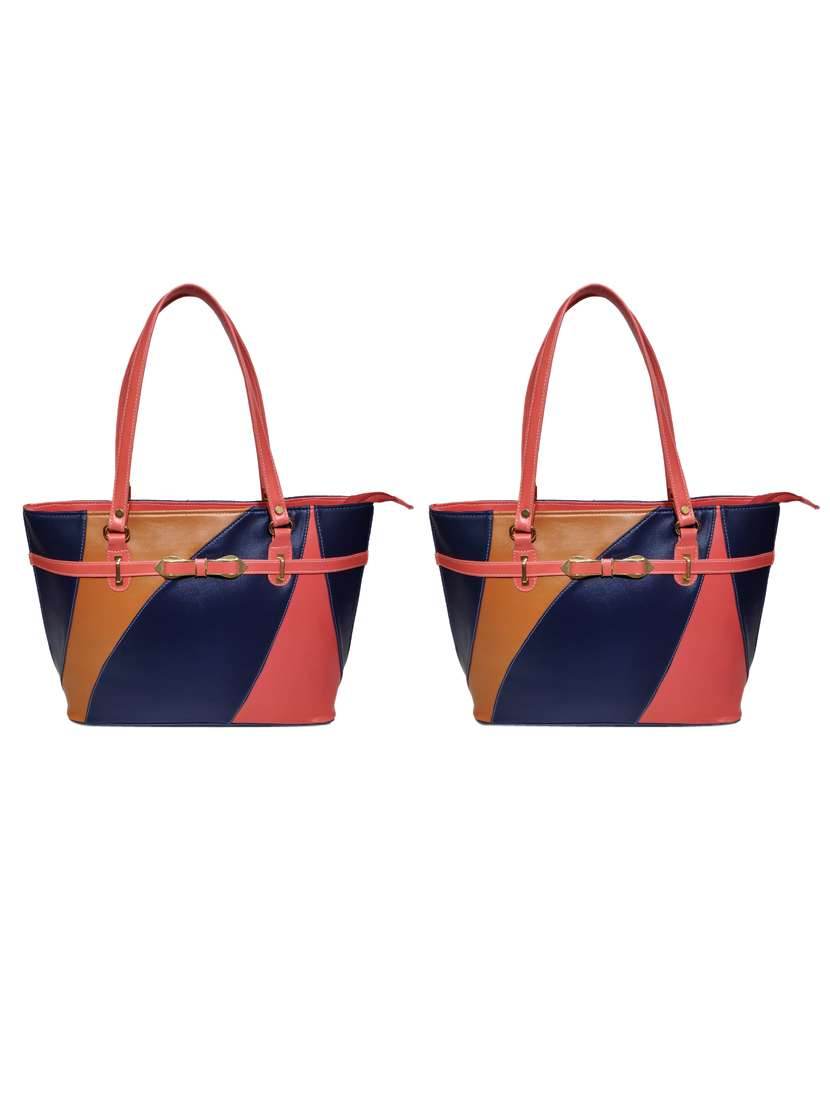 multi colored leatherette (pu) combo handbag