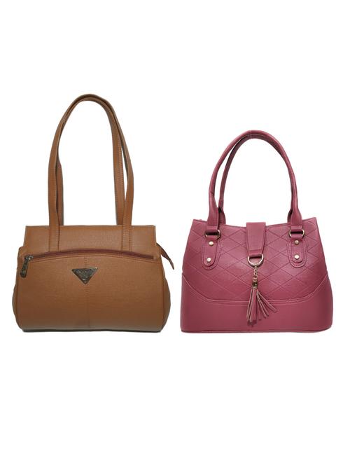 multi colored leatherette (pu) combo handbag - 18146440 - Standard Image - 0