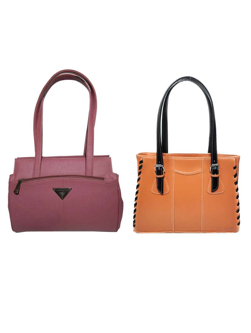 pack of 2 leatherette (pu) combo handbag