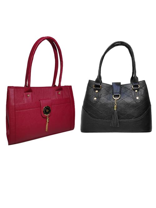 pack of 2 leatherette (pu) combo handbag - 18146513 - Standard Image - 0