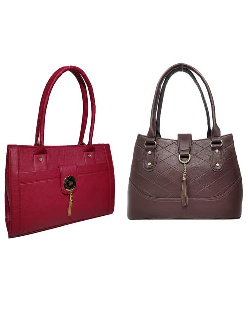 pack of 2 leatherette (pu) combo handbag - 18146514 -  Standard Image - 0
