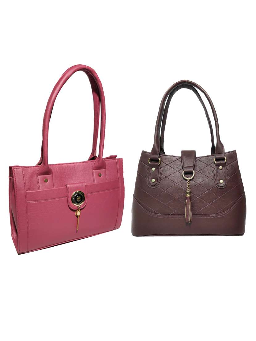 pack of 2 leatherette (pu) combo handbag