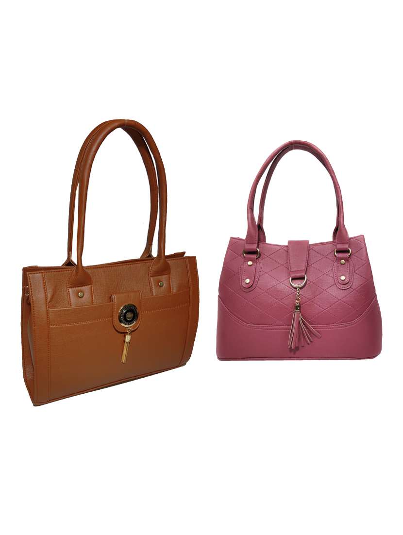 pack of 2 leatherette (pu) combo handbag
