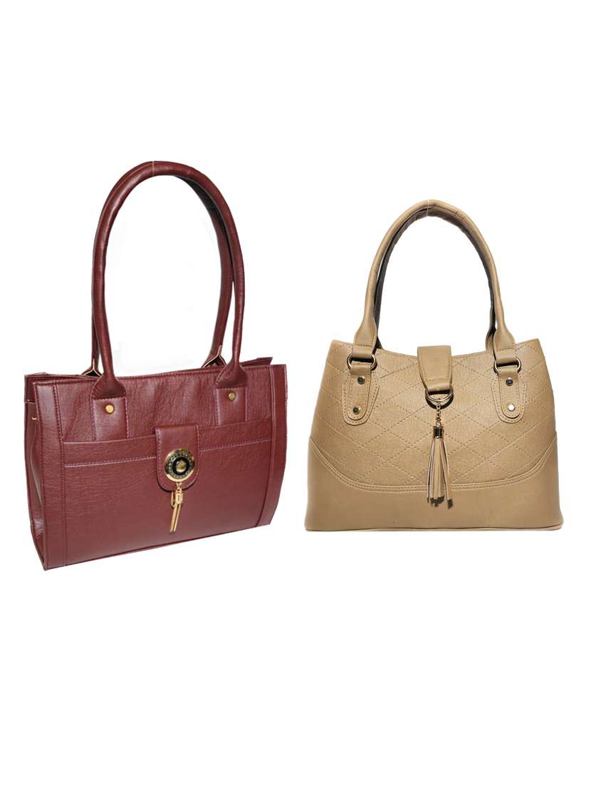 pack of 2 leatherette (pu) combo handbag