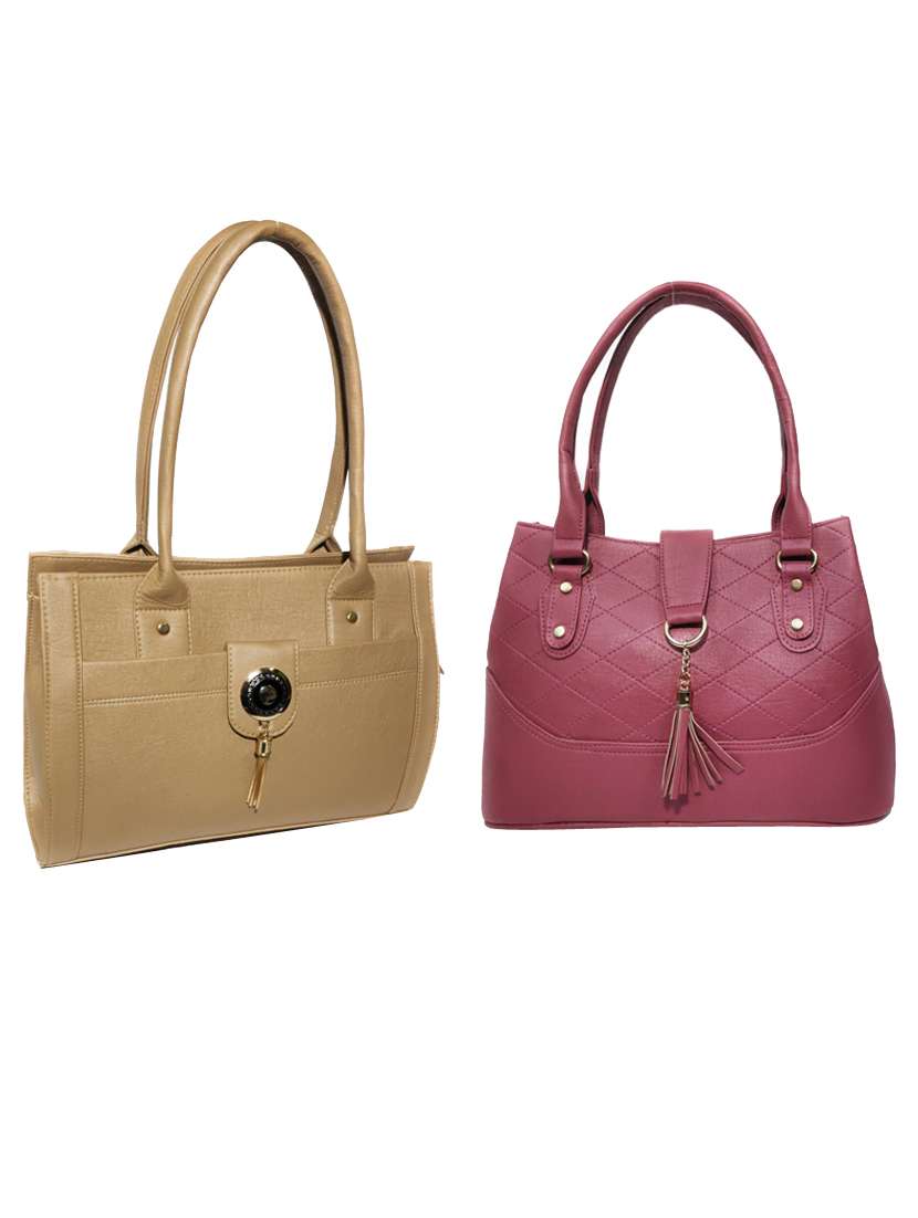 pack of 2 leatherette (pu) combo handbag