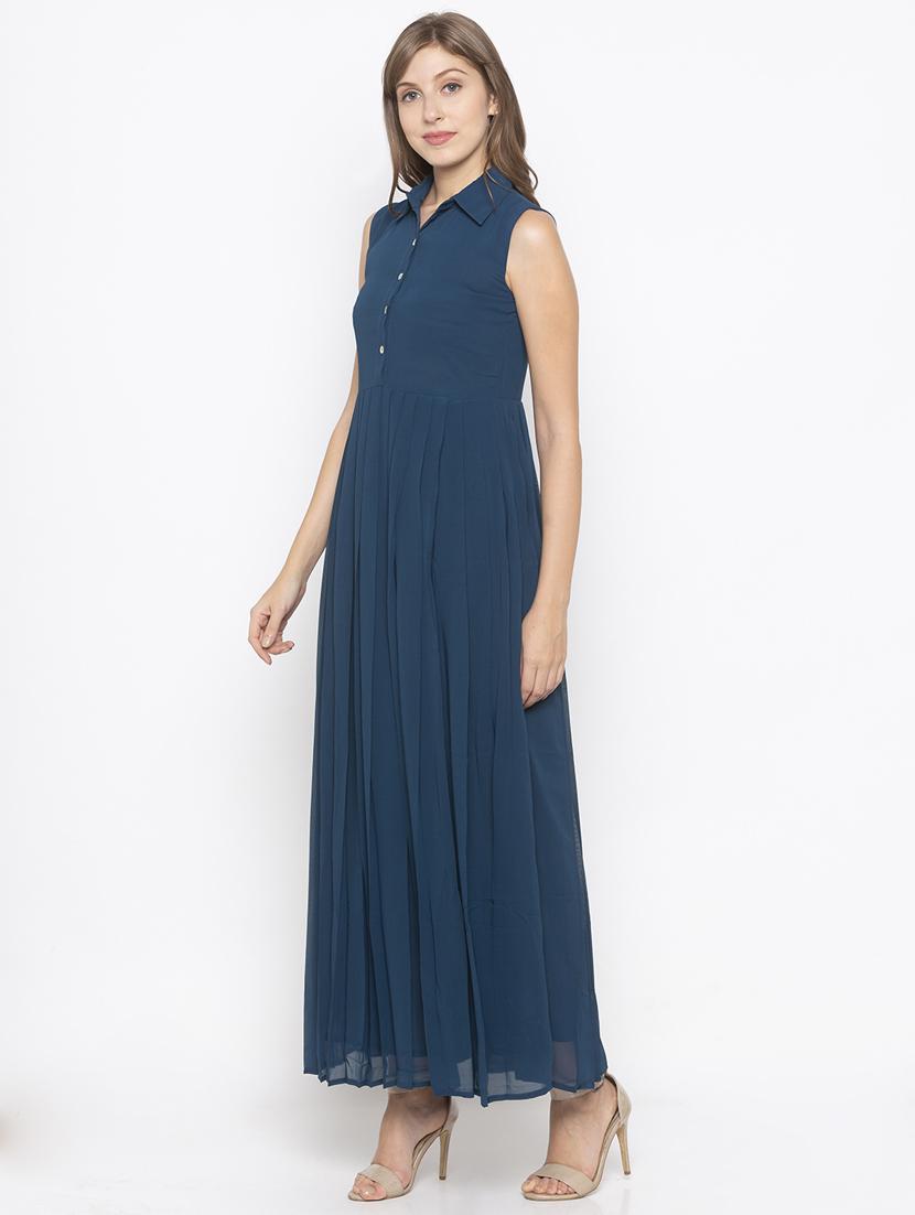 shirt collar maxi dress - 18146725 - Standard Image - 1