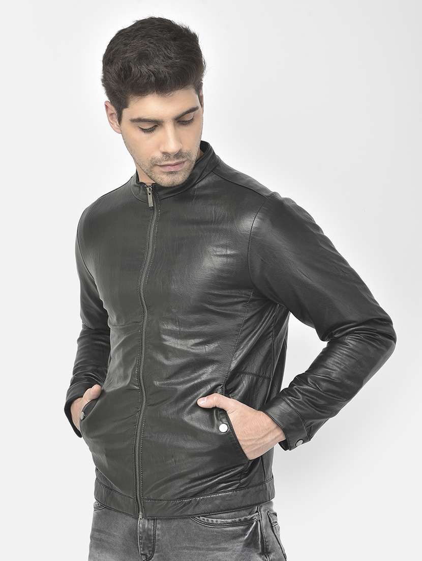 black solid biker jacket - 18151761 -  Standard Image - 1