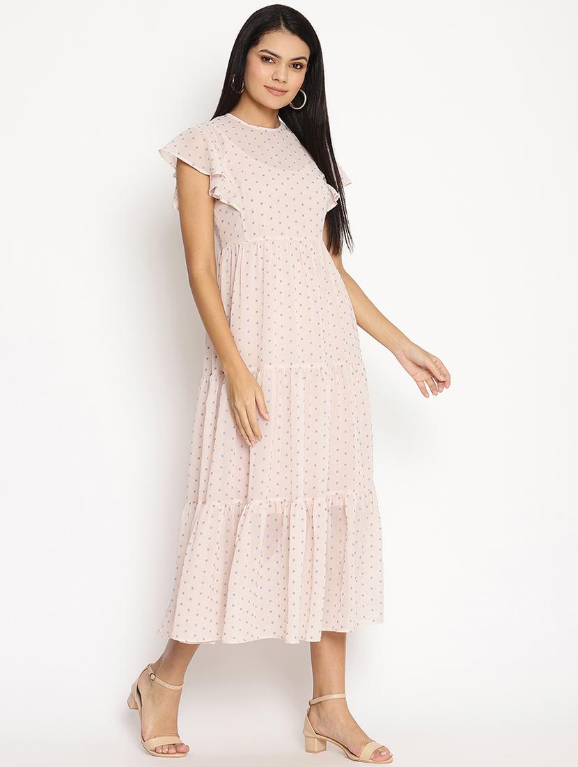 polka printed tiered a-line dress - 18151884 - Standard Image - 1