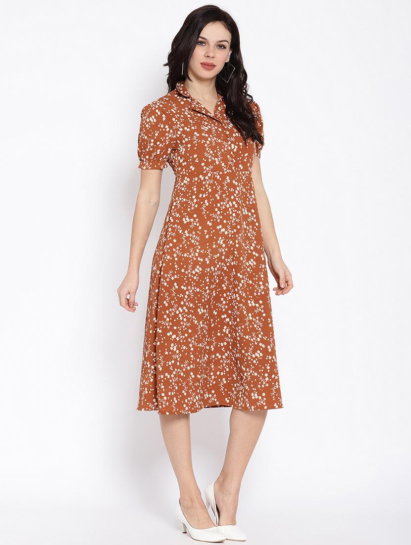 shirt collared printed a-line dress - 18151895 - Standard Image - 1