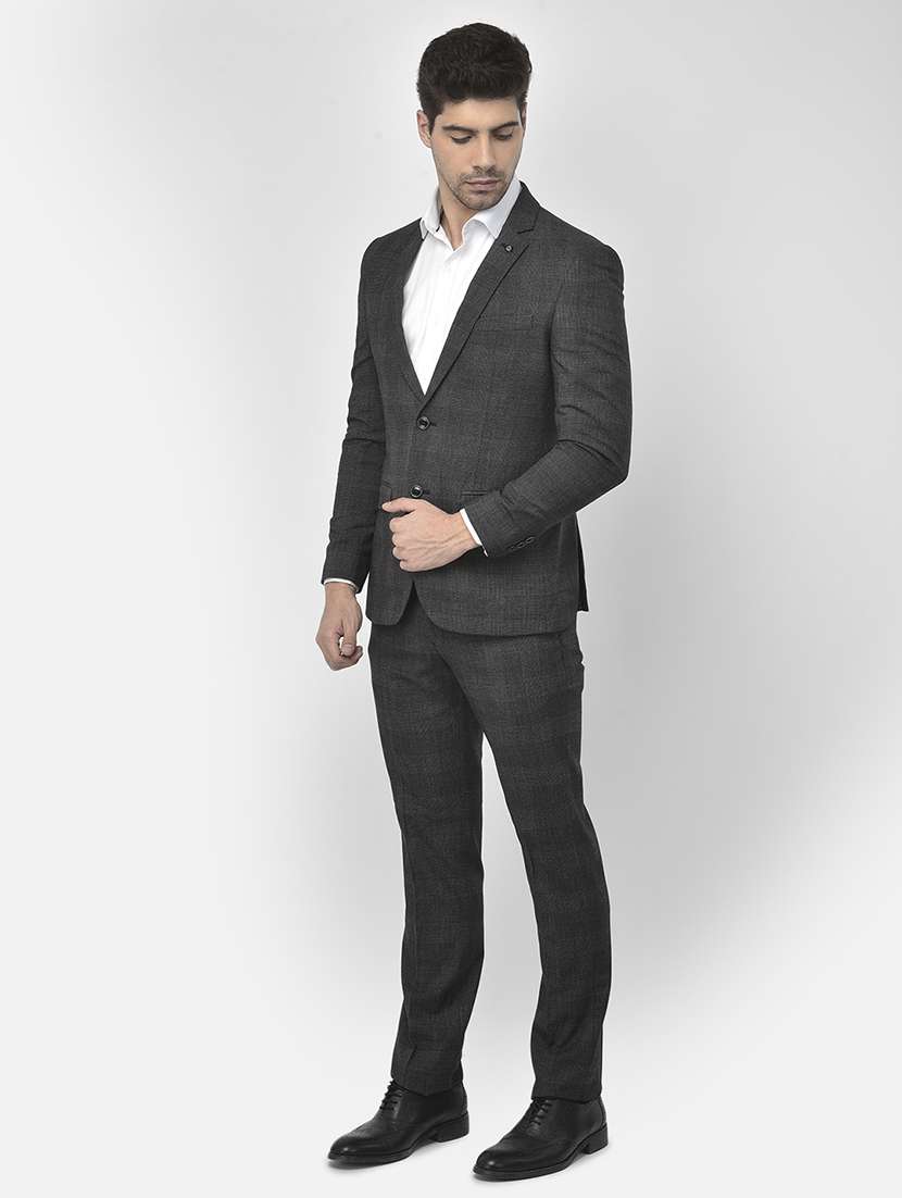 grey cotton blend single breasted suit - 18151919 -  Standard Image - 1