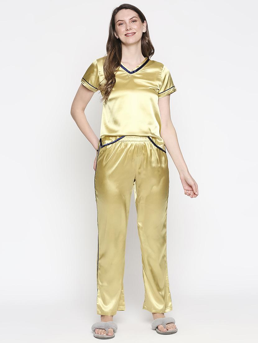 yellow viscose pyjama set nightwear - 18153090 - Standard Image - 1