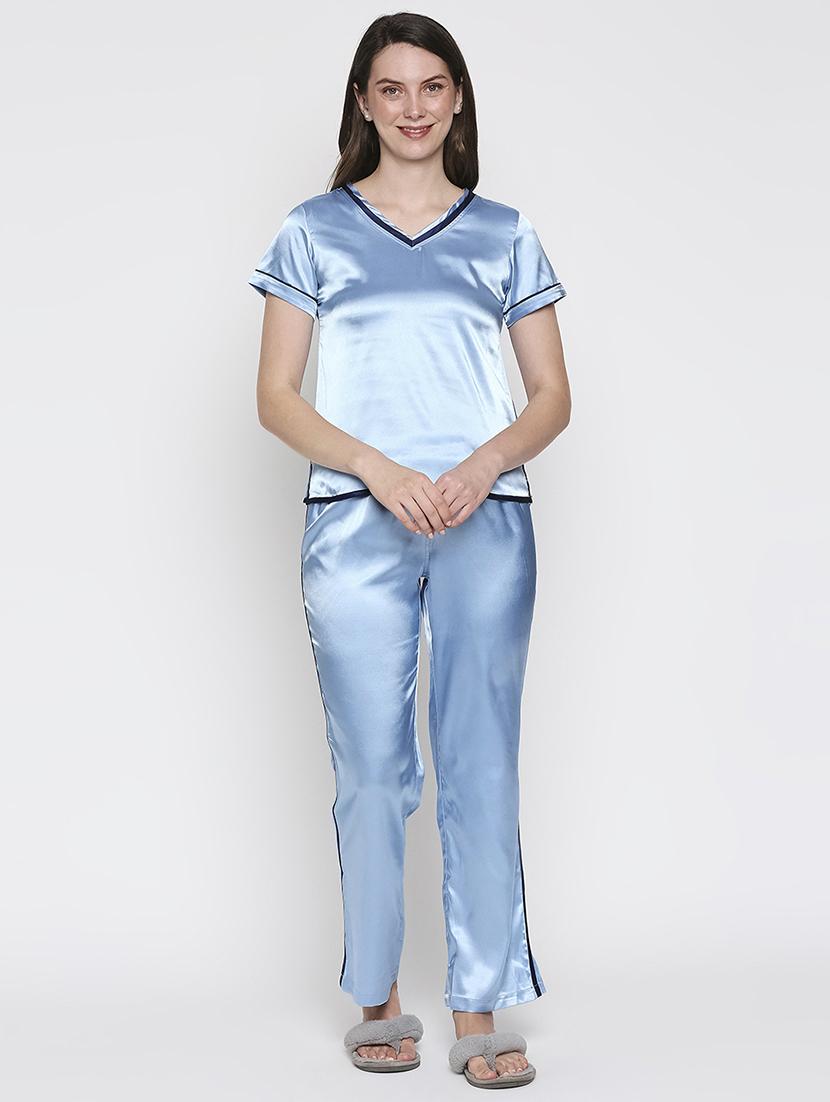 light blue viscose pyjama set nightwear - 18153091 - Standard Image - 1