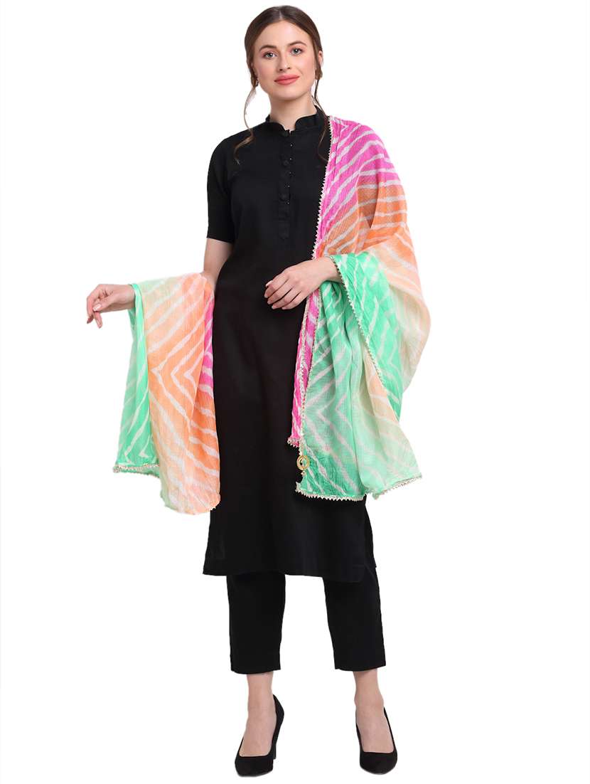 multi colored cotton blend dupatta
