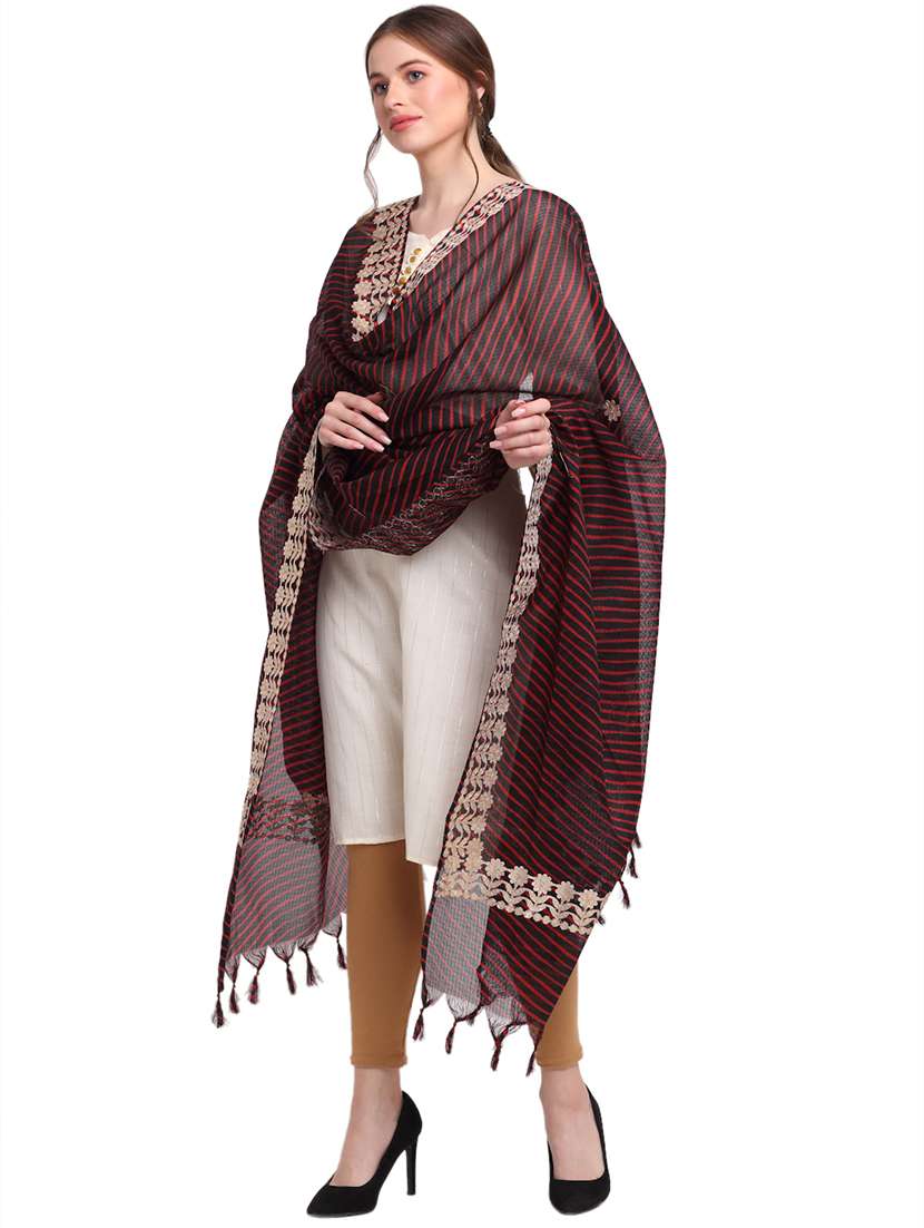 black cotton blend dupatta - 18153250 -  Standard Image - 1