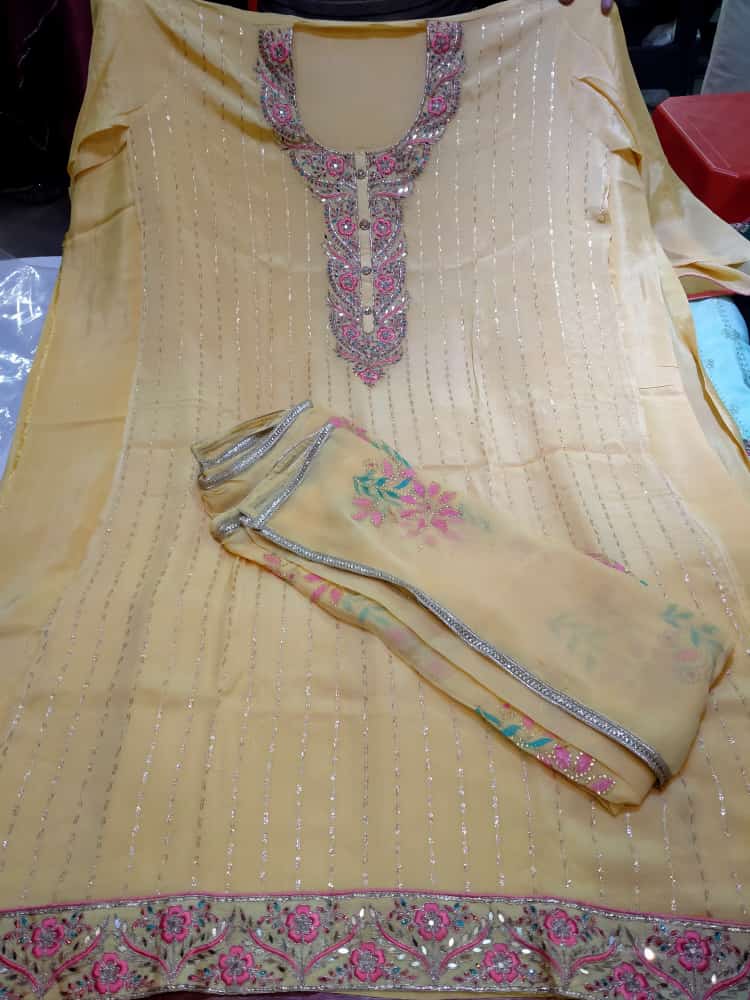 ladies net suit with sinon duppata - 18157018 - Standard Image - 1