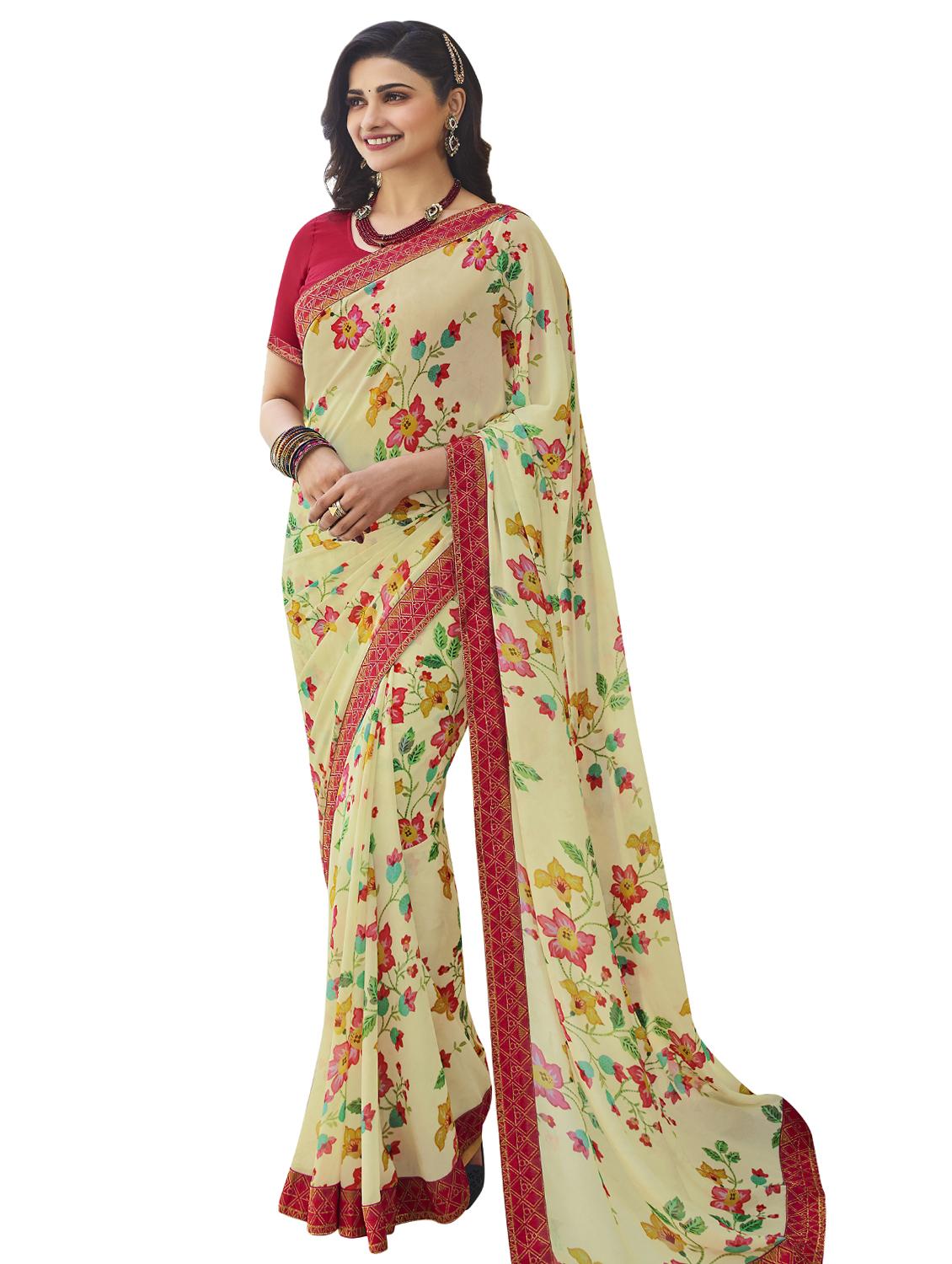 floral printed saree  with blouse - 18157058 -  Zoom Image - 0