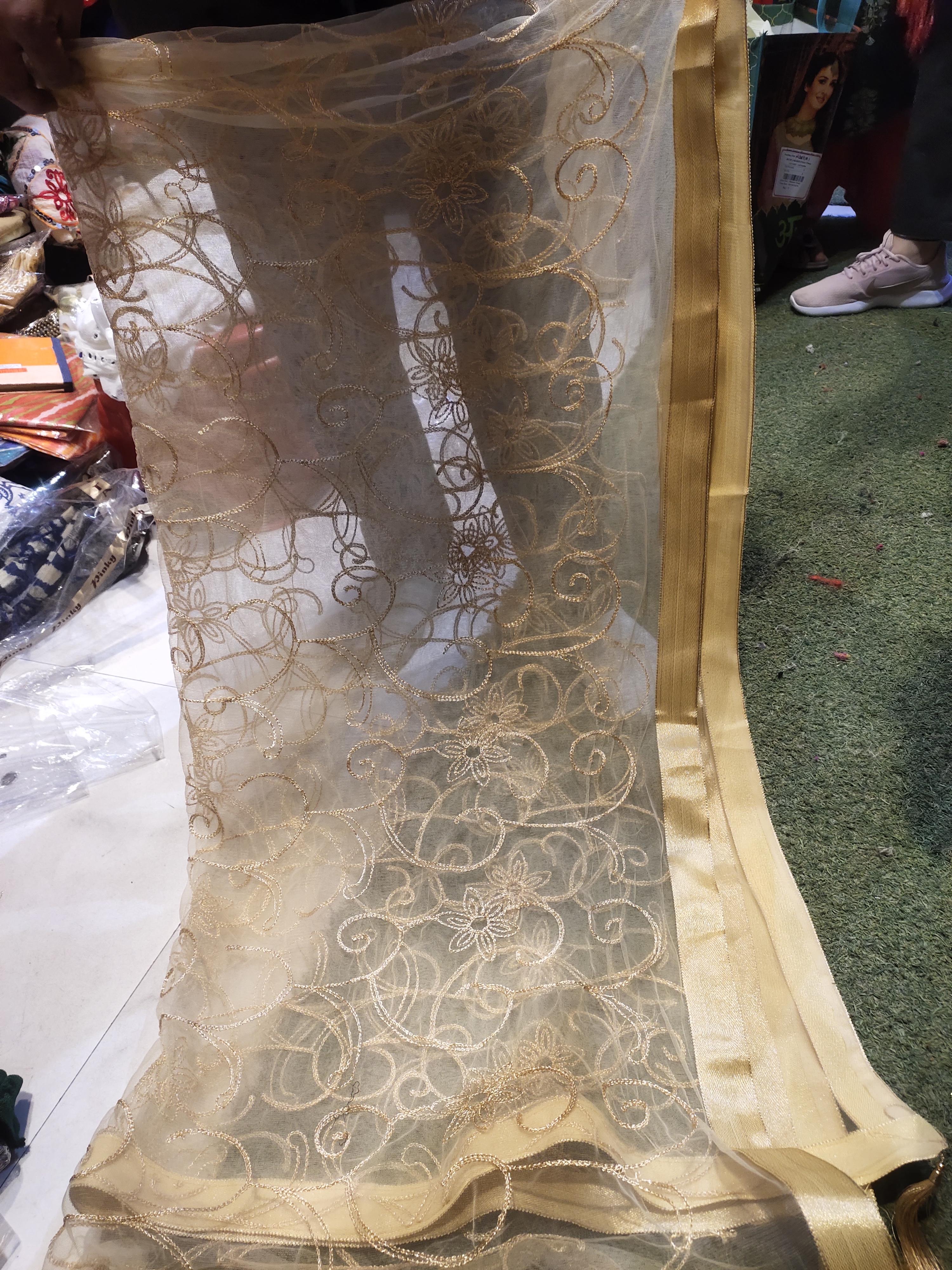 golden net embroidery dupatta  - 18158929 -  Standard Image - 1