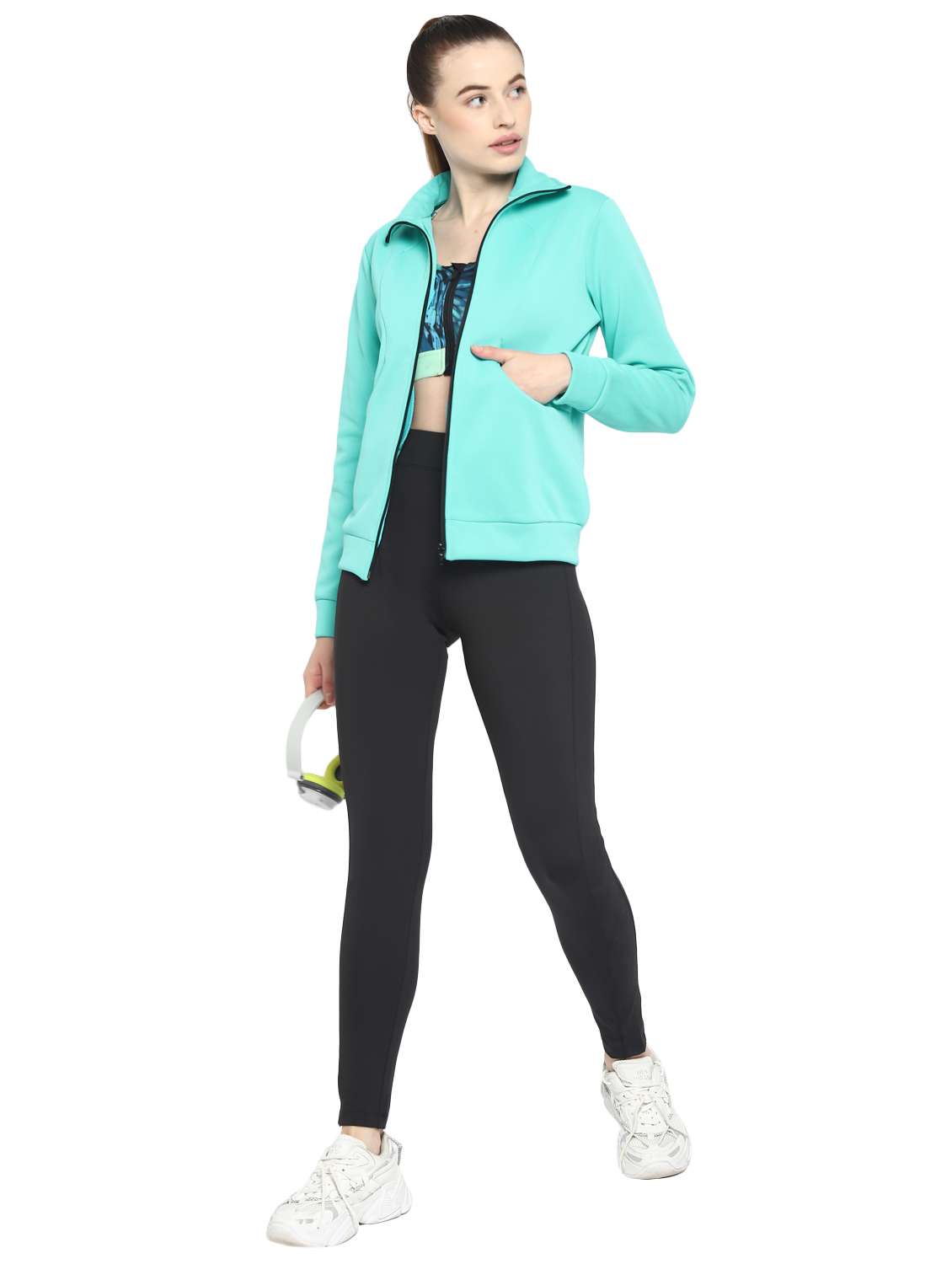 women solids long sleeves ziiper sweatshirts - 18159027 -  Standard Image - 1