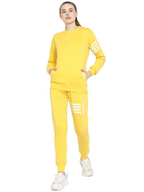 yellow printed track pant full length set - 18159205 -  Standard Image - 0