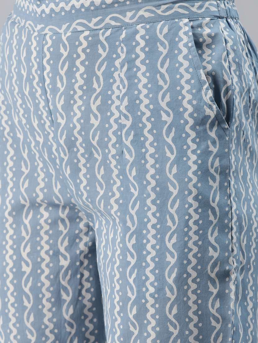 blue cotton kurta pant  set - 18160268 -  Standard Image - 4
