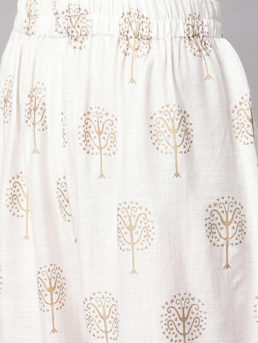 women whte sleeveless kurta palazzo with dupatta set - 18160271 -  Standard Image - 4