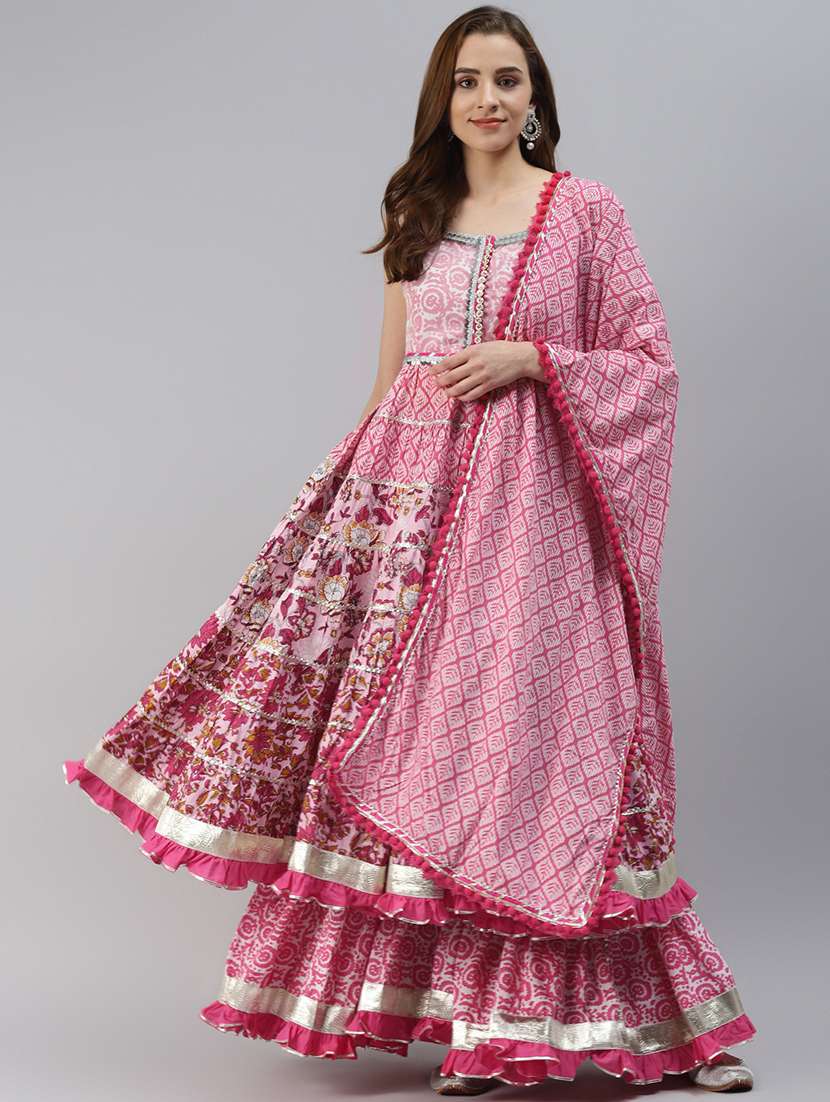 printed kurta sharara set with dupatta 