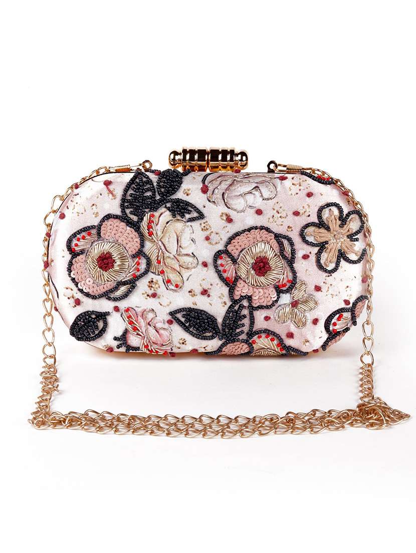 pink embellished regular clutch