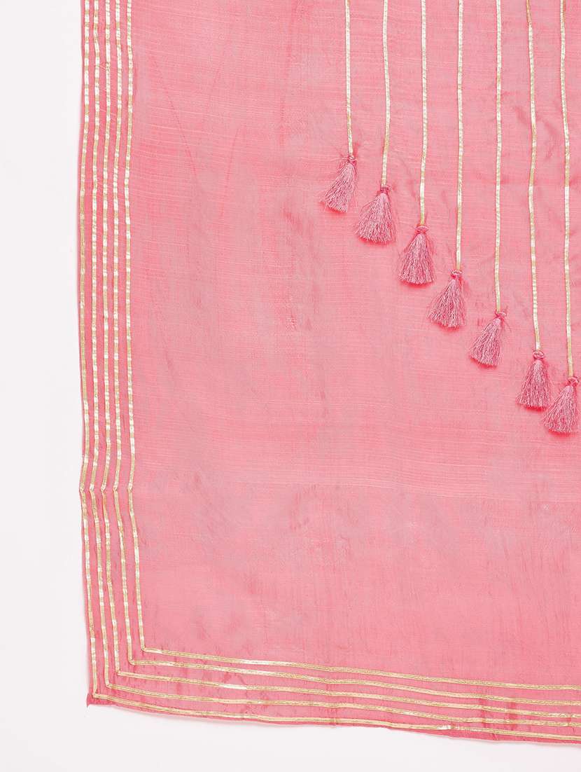peach silk blend dupatta - 18163365 -  Standard Image - 4