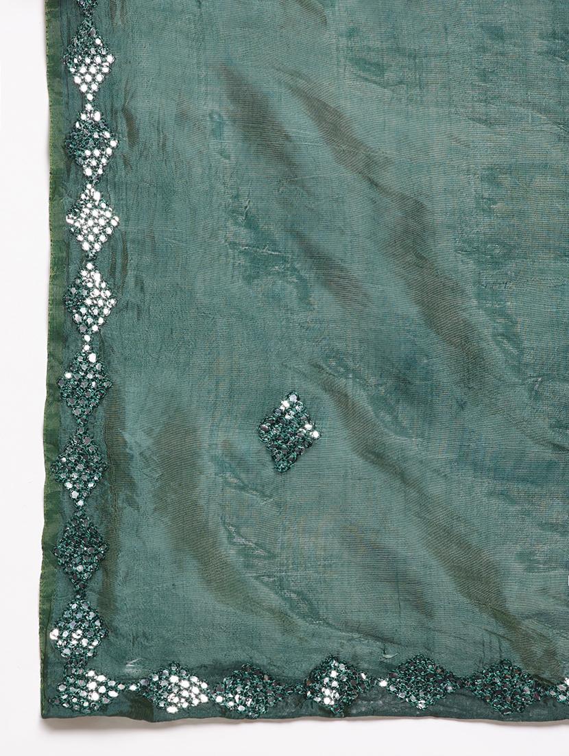 green silk blend dupatta - 18163368 - Standard Image - 4
