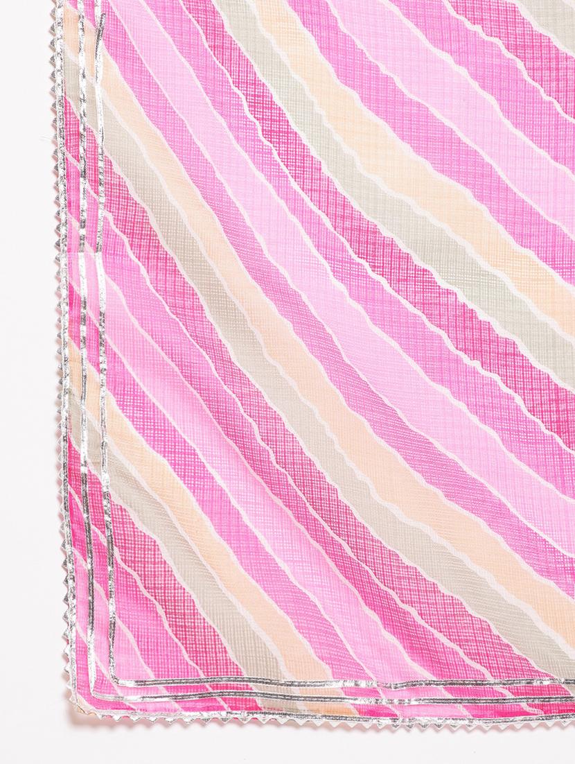 pink leheriya print gota work dupatta - 18163388 - Standard Image - 4