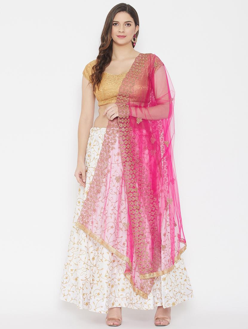 magenta net dupatta - 18163434 - Standard Image - 1