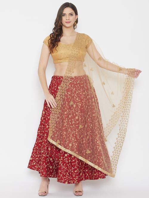 beige net dupatta - 18163435 - Standard Image - 0