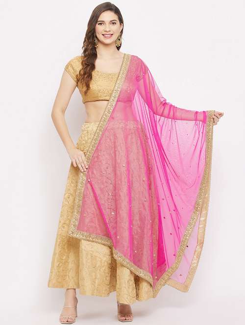 magenta net dupatta - 18163481 - Standard Image - 0